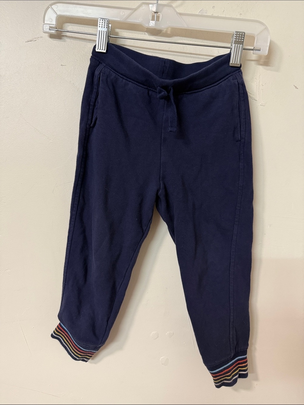 Primary Navy Joggers with Rainbow Stripe Cuffs